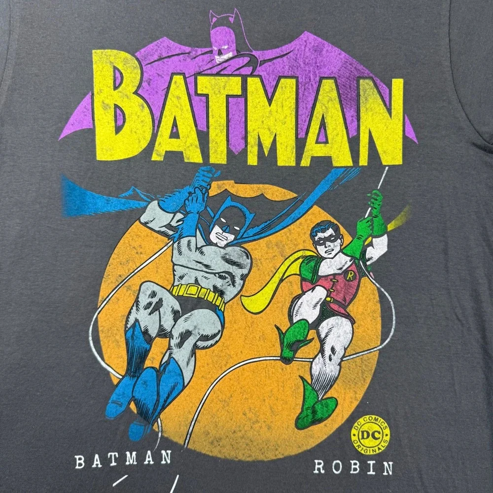 Batman and Robin DC Comics Originals Graphic T-Shirt Mens Small Gray Riddler - Picture 2 of 6